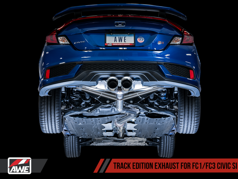 AWE Tuning 2016+ Honda Civic Si Track Edition Exhaust w/Front Pipe &amp; Dual Chrome Silver Tips