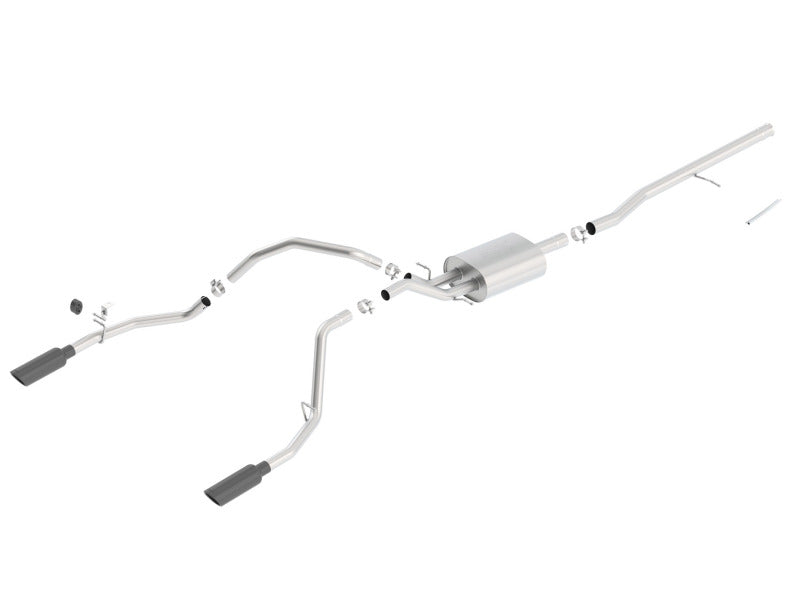 Borla ATAK Dual Exhaust System with Black Chrome Tips; Rear Exit | 2014-19 5.3L Silverado 1500
