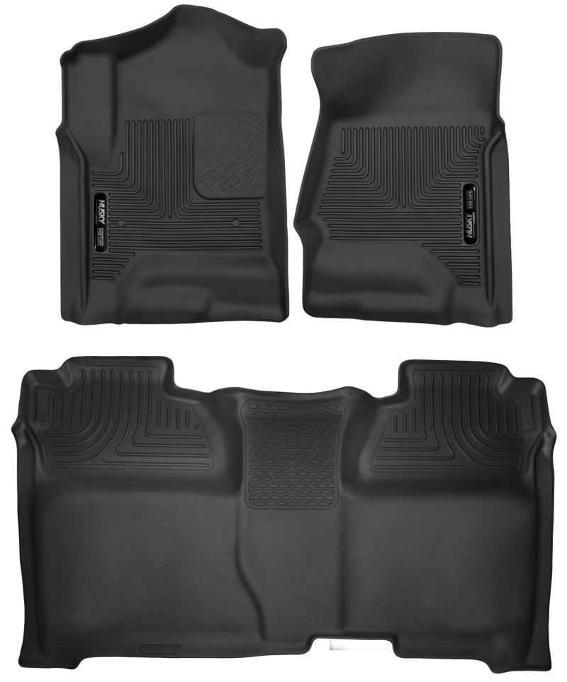 Husky Liners 14-18 Chevrolet Silverado Crew Cab X-Act Contour Front &amp; Second Seat Floor Liners