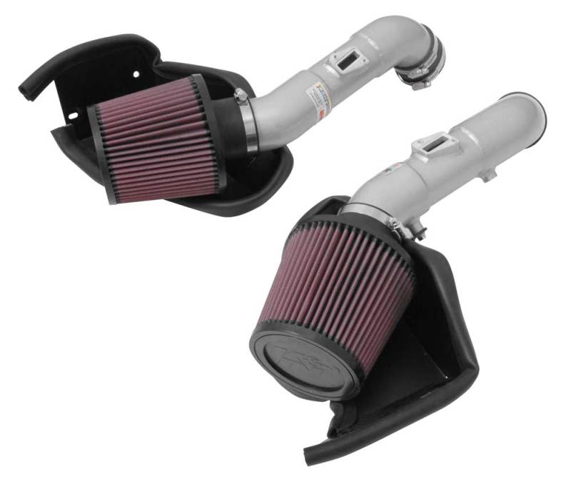 K&amp;N 14-15 Infiniti Q50 3.7L V6 Dual Silver Typhoon Short Ram Intakes