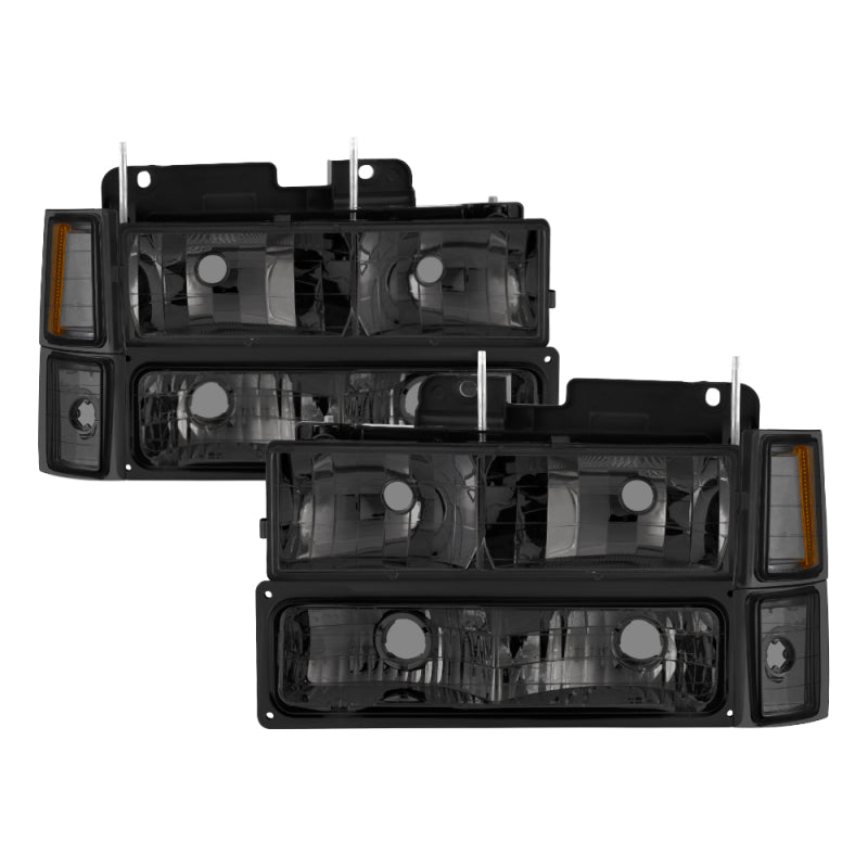 Xtune Chevy Suburban 94-98 Headlights w/ Corner &amp; Parking Lights 8pcs Smoked HD-JH-CCK88-AM-SM-SET