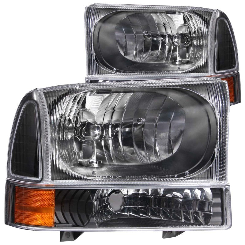 ANZO 2000-2004 Ford Excursion / F-250 SD 1999-2004 Crystal Headlights Black