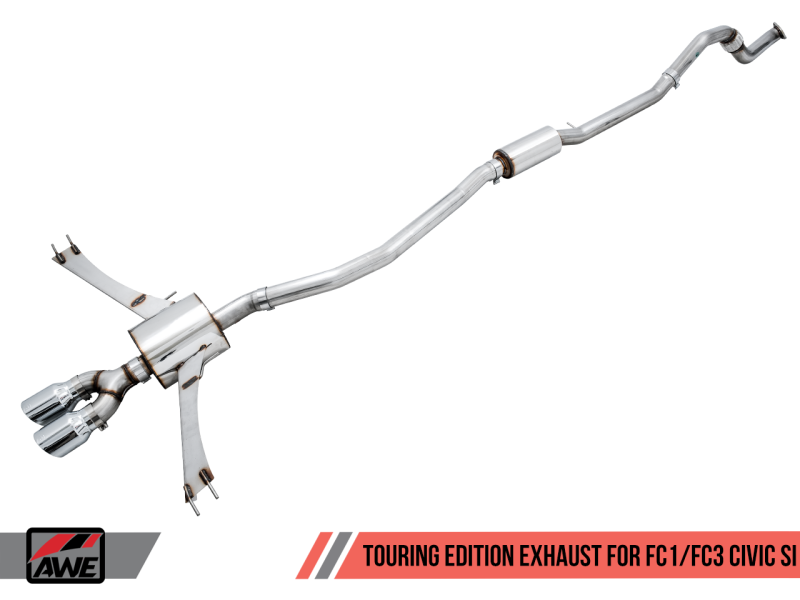 AWE Tuning 2016+ Honda Civic Si Touring Edition Exhaust w/Front Pipe &amp; Dual Chrome Silver Tips