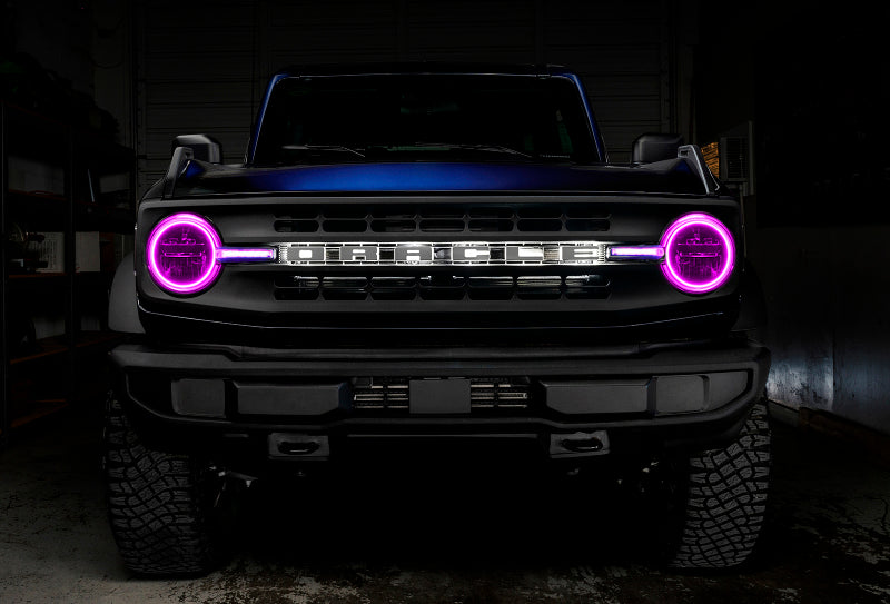 Oracle 21-22 Ford Bronco Headlight Halo Kit w/DRL Bar - Base Headlights ColorSHIFT -w/Simple Control