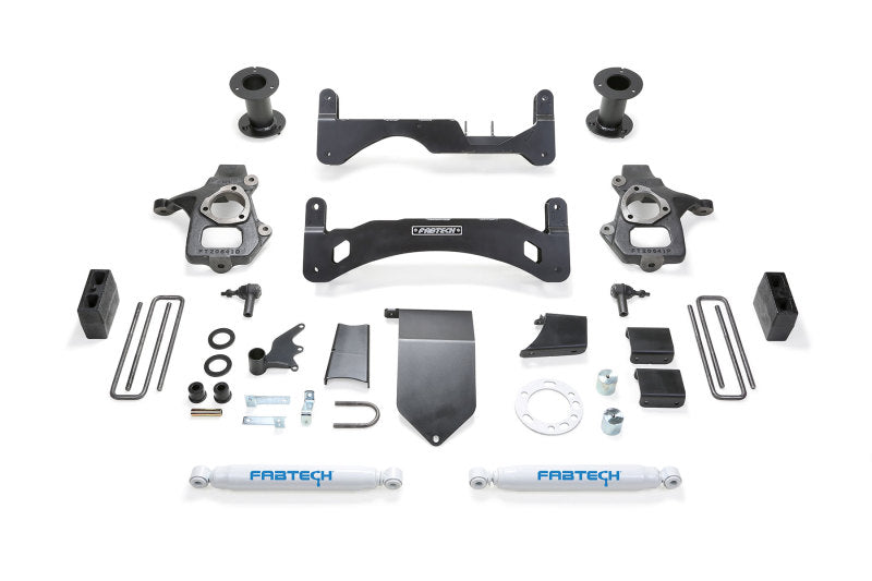 Fabtech 14-18 GM C/K1500 w/OE Alum. UCA 6in Basic System Gen II w/Rear Perf. Shocks