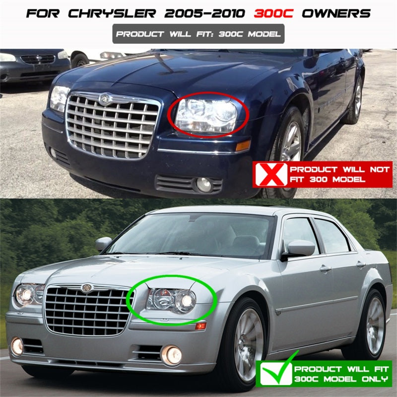 Spyder Chrysler 300C 05-10 Projector Headlights LED DRL Black High/Low H7 PRO-YD-C300C-DRL-BK