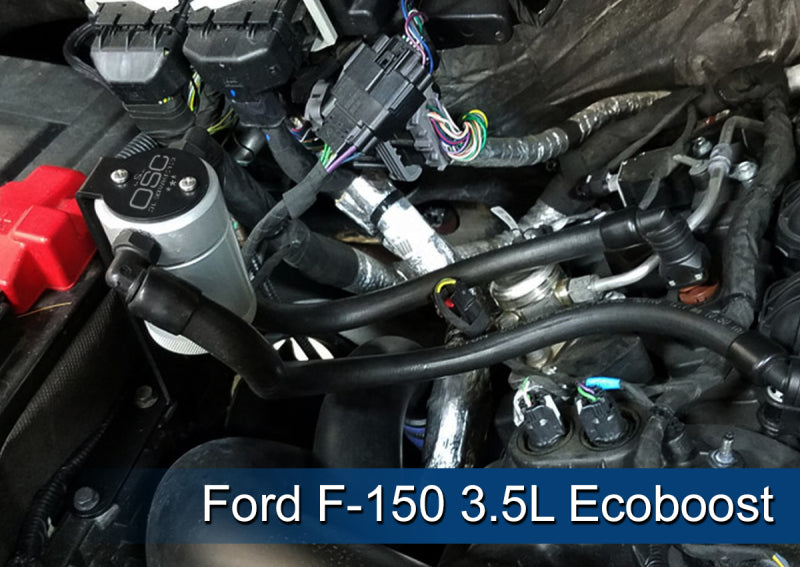 J&amp;amp;L 2011-2023 Ford F-150 2.7L/3.5L/5.0L Passenger Side Oil Separator 3.0 - Clear Anodized
