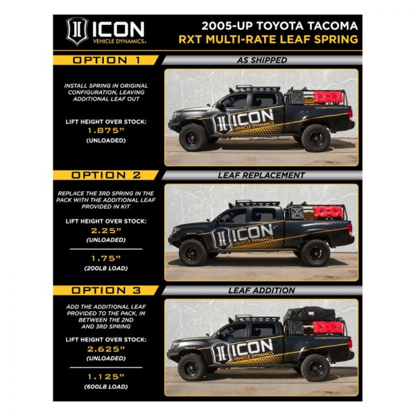 ICON 2005-15 TACOMA 0-3.5&quot;/ 2016-UP 0-2.75&quot; STAGE 9 SUSPENSION SYSTEM W BILLET UCA